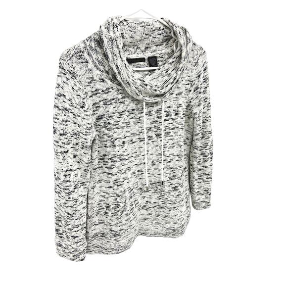 Preswick & Moore Petite Black White Marled Cowl Neck Pocket Sweater Size PM NWT - Picture 2 of 6